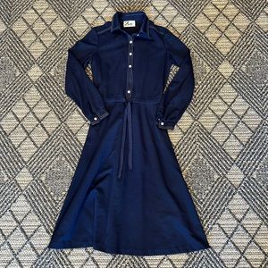 Butte Womens 70s Vintage Butte Knit A-line Maxi Dress Navy Blue Size S/M